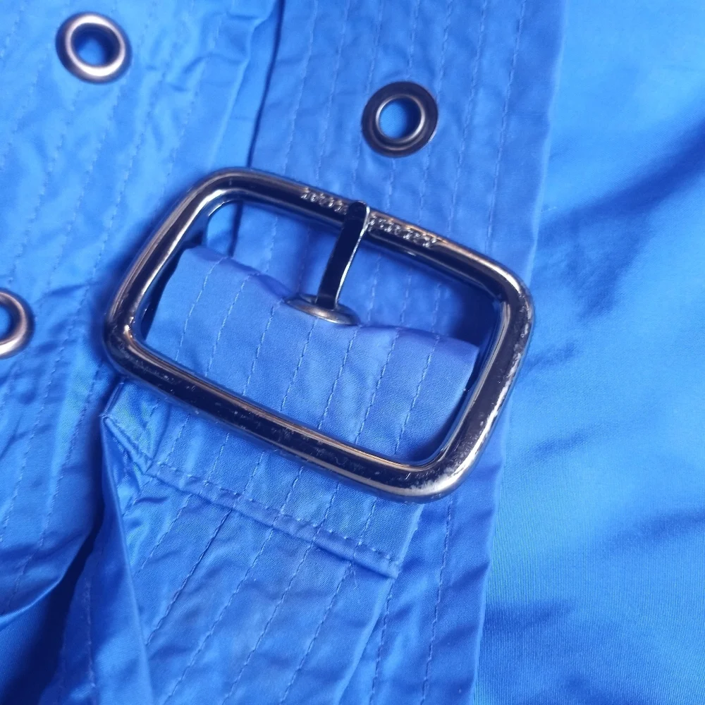 Burberry Blue Windbreaker Nylon Trench Coat - Picture 6 of 16